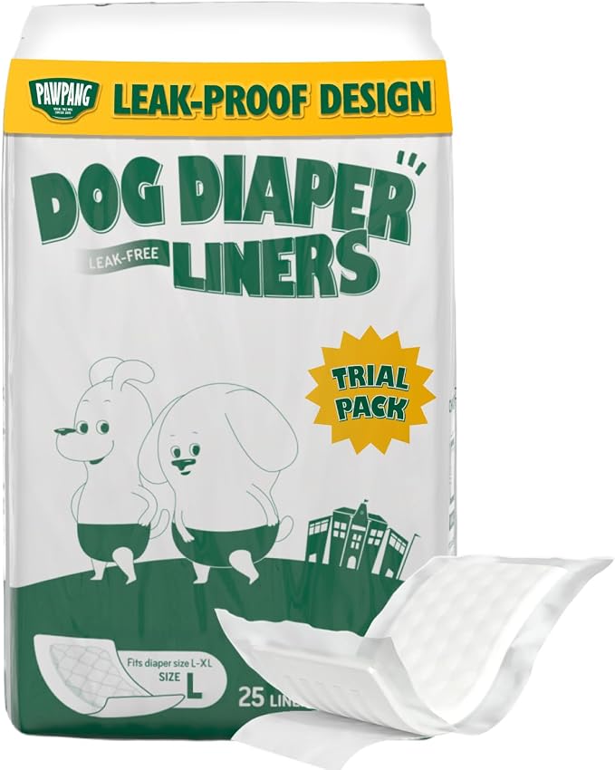 Dog Diaper Liners Trial Pack, Absorbent Inserts, 25ct, Large | Try Before Full Pack