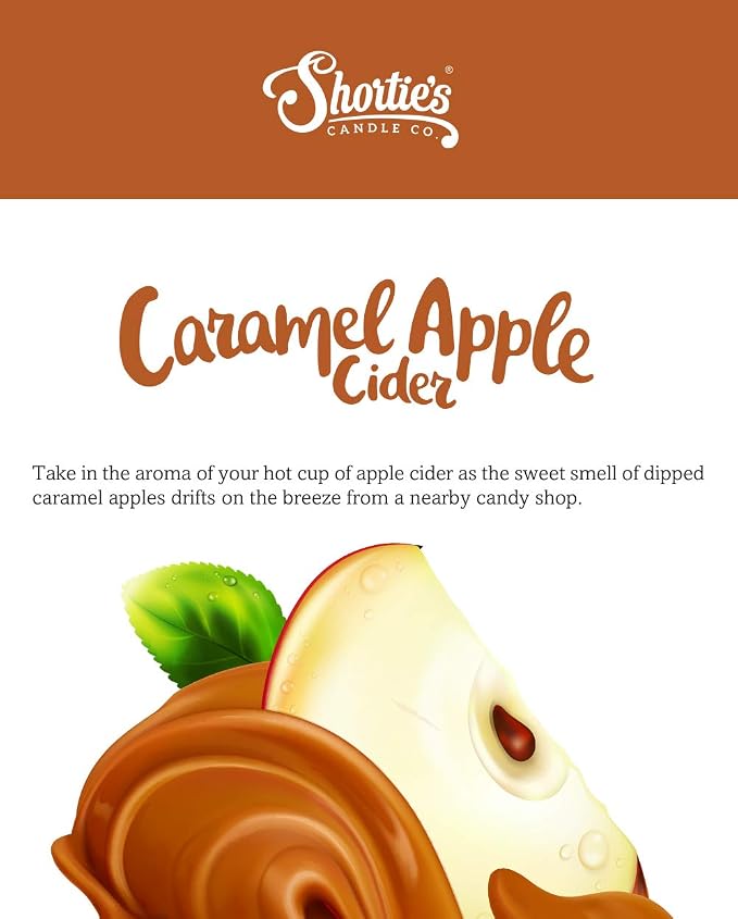 Shortie's Candle Company Caramel Apple Cider Premium Wax Melts 4 Pack - 12 Oz., Strong & Long Lasting, Non-Toxic - Made with Essential & Natural Oils - Formula 117