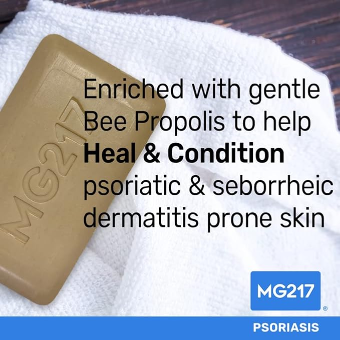 MG217 Psoriasis Dead Sea Exfoliating Bar Soap, Heal & Condition with Dead Sea Salt, Bee Propolis, Vitamin D3 for Psoriasis Skincare, 5oz (Pack of 2)