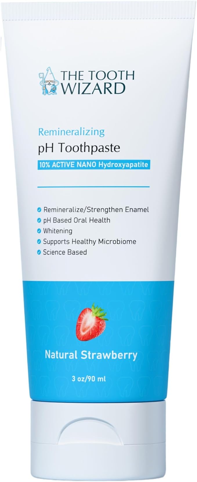 THE TOOTH WIZARD pH Balancing Toothpaste | Natural Strawberry Flavor | Fluoride-Free | SLS-Free | Gentle Whitening | Supports Healthy Oral Microbiome | 3 oz