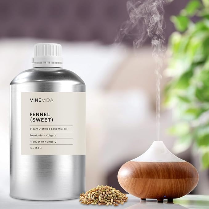 VINEVIDA Fennel Essential Oil - Gallon Undiluted for Soap Making, Skin Safe - DIY Candle Scents for Candlemaking - 8 lbs Bulk Oil