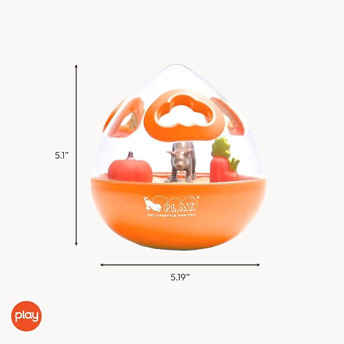 Wobble Ball Interactive Food & Treat Dispensing Puzzle Toy for Puppies & Dogs - Slow Feeder, Mental Enrichment, Forage Skills, Training, Relieves Boredom - Dishwasher Safe, Easy Clean (Pumpkin Orange)