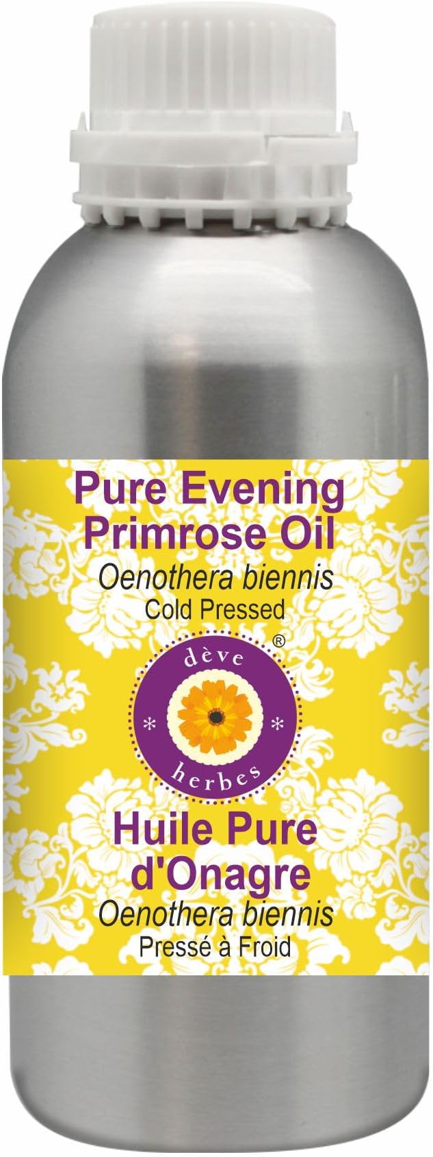 dève herbes Pure Evening Primrose Oil (Oenothera biennis) Cold Pressed 1250ml (42 oz)