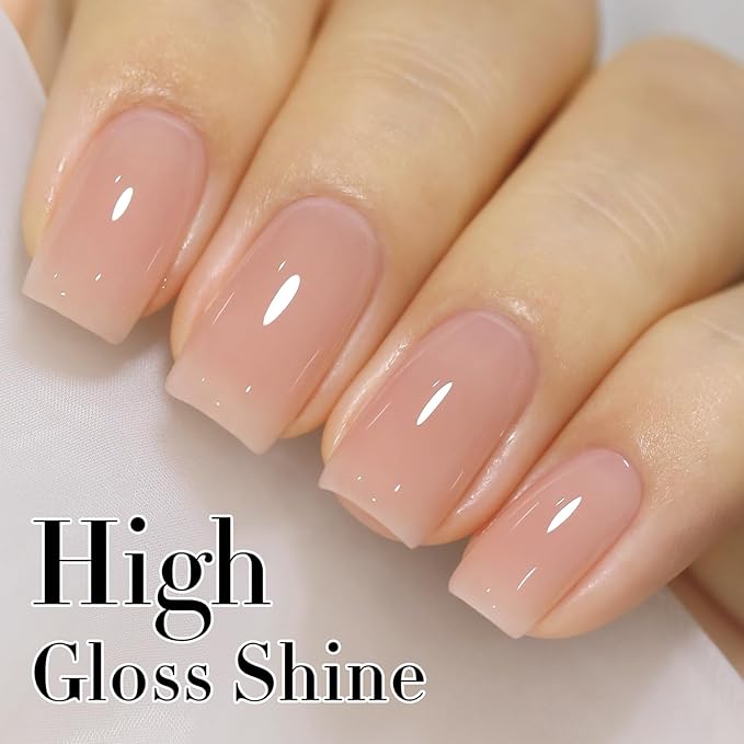 Double Rhythm Translucent Gel Polish Sheer Neutral Natural Light Milky Same Color Same Bottle 15ML Jelly UV Polish Nail Art DIY at Home (Milky Almond-A1491)