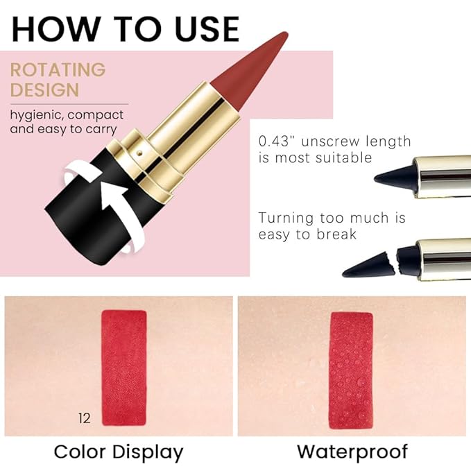 evpct 1Pcs Red Gel Eyeliner Pencil Eye Black Face Paint Stick Makeup Set Waterproof Matte Cream Crayon Eyeliner Pencil Set Cat Eye Liners Eyeshadow Guide delineador de ojos contra el agua