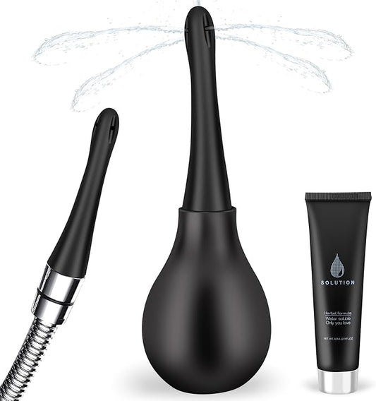 Anal Douche Enema Kit Anti Backflow Enema Bulb with Lube for Men & Women