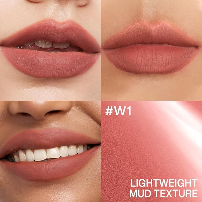 INTO YOU Velvet Matte Finish Lip Stain, Super Stay Lip Stain Long Lasting Waterproof, Lip Tint, Lip Mud Soft Lightweight, Smooth Lip Clay Mousse, Dual-Use For Lips And Cheek, Red Lipstick, W1