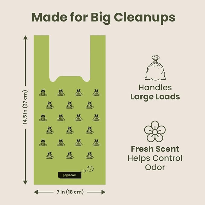 Pogi’s Dog Poop Bags with Handles – Extra-Thick, Leak-Proof, Large, Fresh Scent, 300-Count