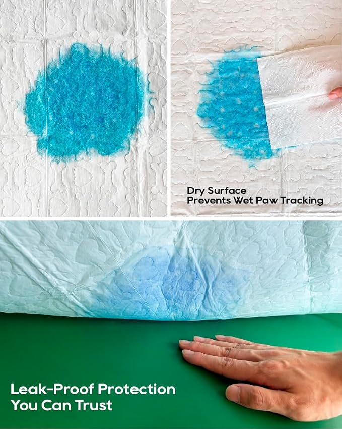 Honey Care All-Absorb, Small 17.5" x 23.5", 120 Count, Dog and Puppy Training Pads, Ultra Absorbent and Odor Eliminating, Leak-Proof 5-Layer Potty Training Pads with Quick-Dry Surface, Blue, A05