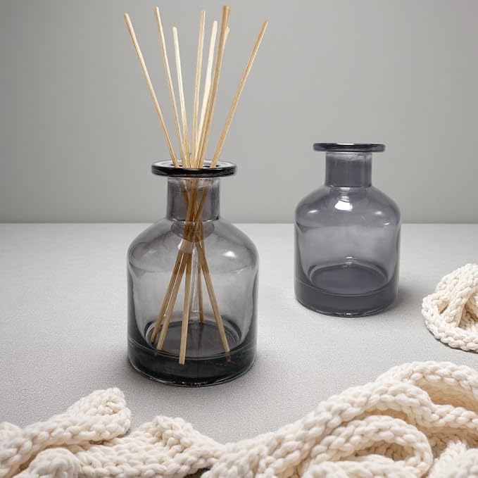 1Pcs 150ml/5oz Empty Glass Diffuser Bottle Aromatherapy Jar Container Fragrance Accessories Use with Essential Oils Replacement Diffusers Reed Sticks DIY Crafts Decor Gray