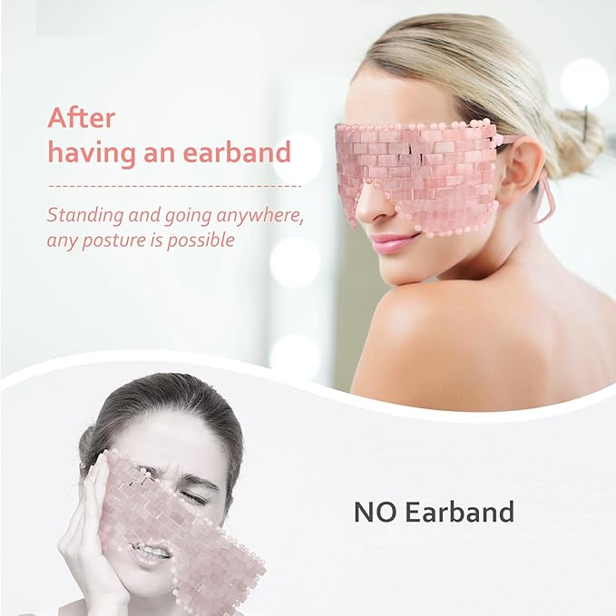 ideayard Rose Quartz Eye Mask, Natural Crystal Anti-Aging Hot or Cold Using, Eye Mask for Puffy Eyes, Dark Circles & Eye Fatigue Relief, Reusable Skin Care Sleep Mask
