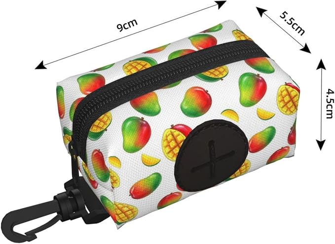 Dog Poop Bag Holder Leash Attachment Waste Bag Dispenser Zippered Pouch (Mango Art)