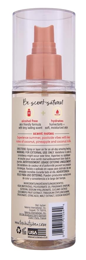 Tree Hut Coco Colada Hair & Body Mist, Hydrating & Alcohol-Free Body Spray, Summer Scent, Fragrance with Coconut and Pineaple Notes, 6 Fl Oz.