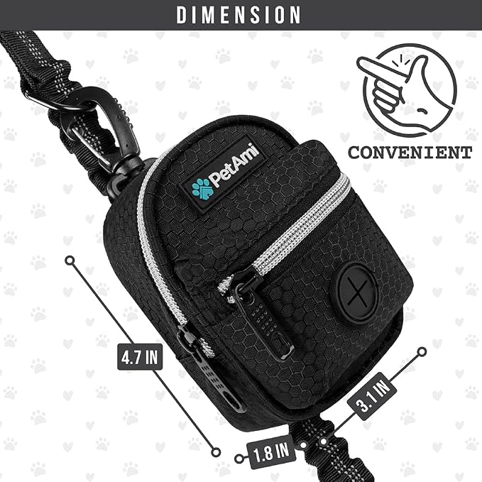 PetAmi Dog Poop Bag Holder for Leash, Waste Bag Dispenser Pet Pouch, Black