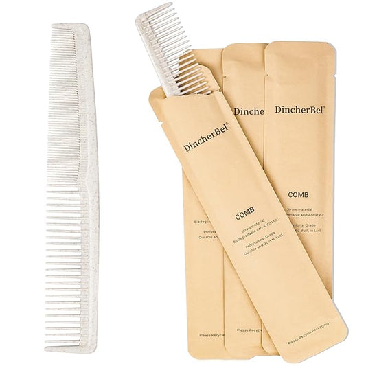 Hair Combs Bulk, Disposable Wheat Straw Combs Individually Wrapped Combs for Hotel, Travel, Airbnb, Charity, Church, Homeless (Pack of 100)