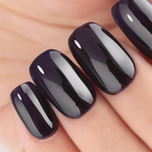 Midnight Dark Purple Gel Nail Polish - 15ml Purple Black Jelly Gel Polish, Sheer Translucent Color, Chip-Resistant Lasts 28+ Days,Gift for Women Girls Friends Nail Art Enthusiast