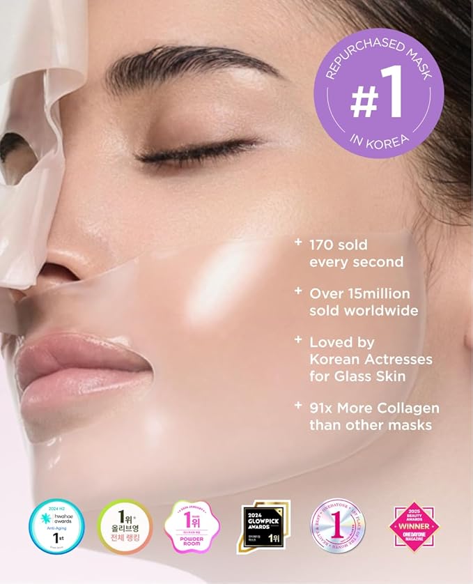 AROCELL Super Collagen Overnight Hydrogel Mask with Retinol & Stem Cell | Firming, Lifting, Plumping, Long-Lasting Glow | Korean Glass Skin Care | 43g x 8