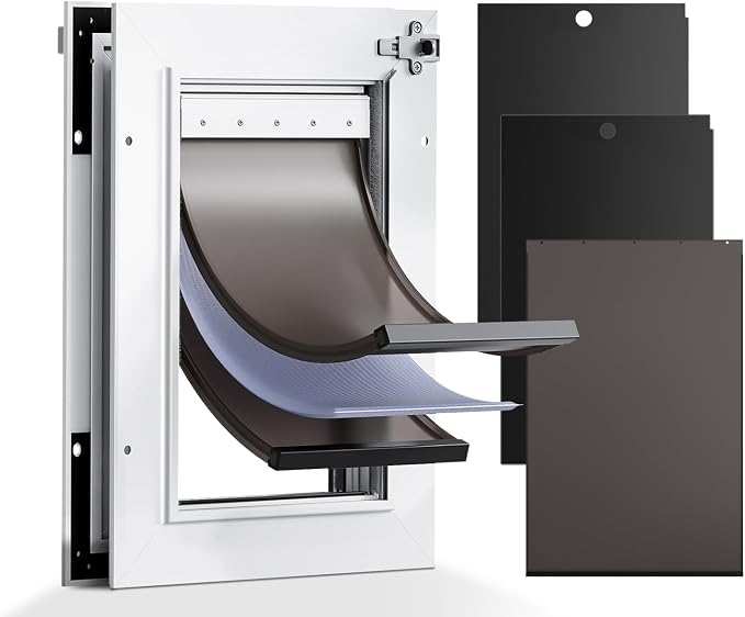 3-Flaps Aluminum Cat Door Interior Door, Pets Up to 22 lb