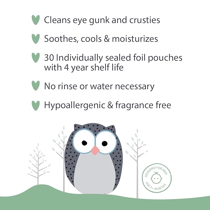 Natural Essentials Lil' Peepers Baby Eye Wipes and Eyelid Cleanser, Preservative-Free & Rinse-Free, Pediatrician Recommended Hypoallergenic Soft Eyelid Wipes for Babies, Kids & Adults, 30 Count (5pk)