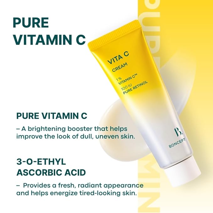 Vita C Cream - Quick-Absorbing Korean moisturizer for Dark Spots, Brightening, Bouncy Skin, Anti aging with Vitamin C, Retinol | 1.69 fl. oz. / 50ml