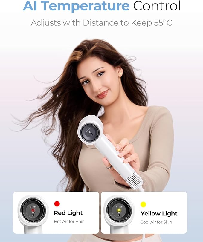 Kids Hair Dryer Mini, Lightweight 0.64lb High-Speed Blow Dryer with Smart Temperature Control & 600M Negative Ions, Compact Travel Hair Dryer for Kids, Adults & Seniors