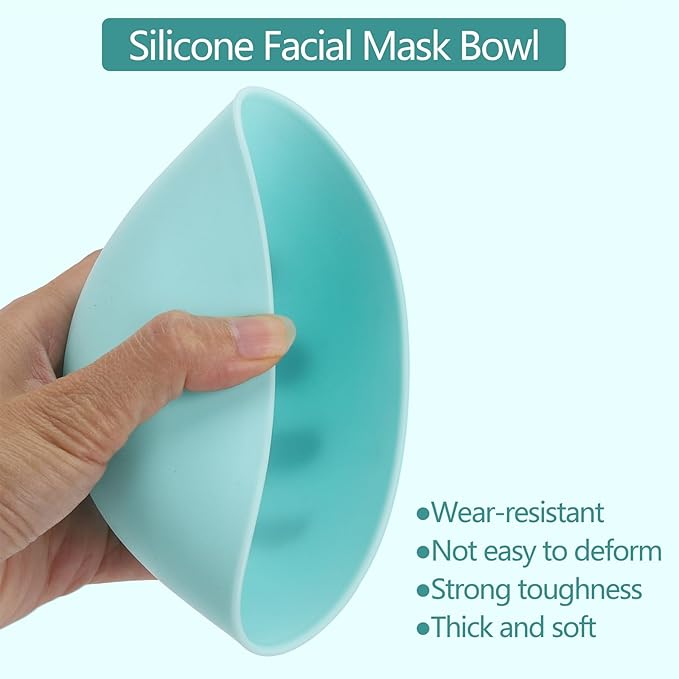 Tecbeauty Face Mask Mixing Bowl Set, 10 Pcs DIY Facemask Mixing Tool Kit with Silicone Facial Mask Bowl Brushes Stick Spatula Measuring Cup (Blue)
