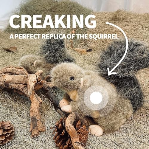 ALL FOR PAWS Interactive Dog Squirrel Plush Squeaky Toy - Perfect Puppy Enrichment Toy, Large