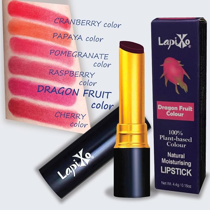 LAPIXO 100% Plant-based Color Lipstick, Unique Formula, Natural + Moisturizing | Non-Toxic, Antioxidant-rich, All Food Ingredients, Natural Matte Vibrant Color, 4.4g/0.15oz (Dragon Fruit color)