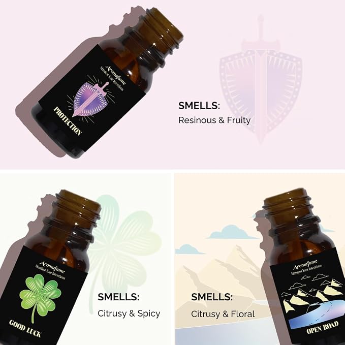 Good Luck, Protection & Open Road Oils | 3 x 10ml | Ideal for Strengthening Protection, Removing Negativity etc| Manifestation & Mindfulness
