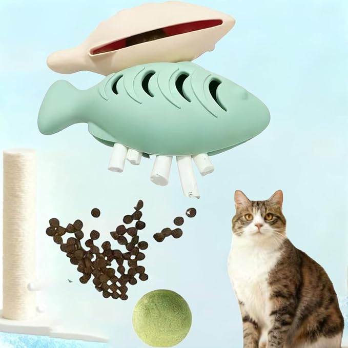 Interactive Cat Toys 2 Pack - Silicone Treat Dispenser with Catnip Ball, Food Puzzle Chew Toys for Indoor Cats