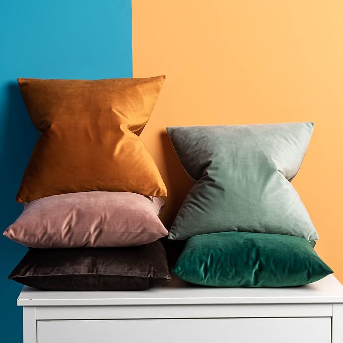 JUSPURBET Velvet Throw Pillow Covers for Sofa Couch Bed,Decorative Soft Pillow Cases Set of 2,26x26 Inches,Rust