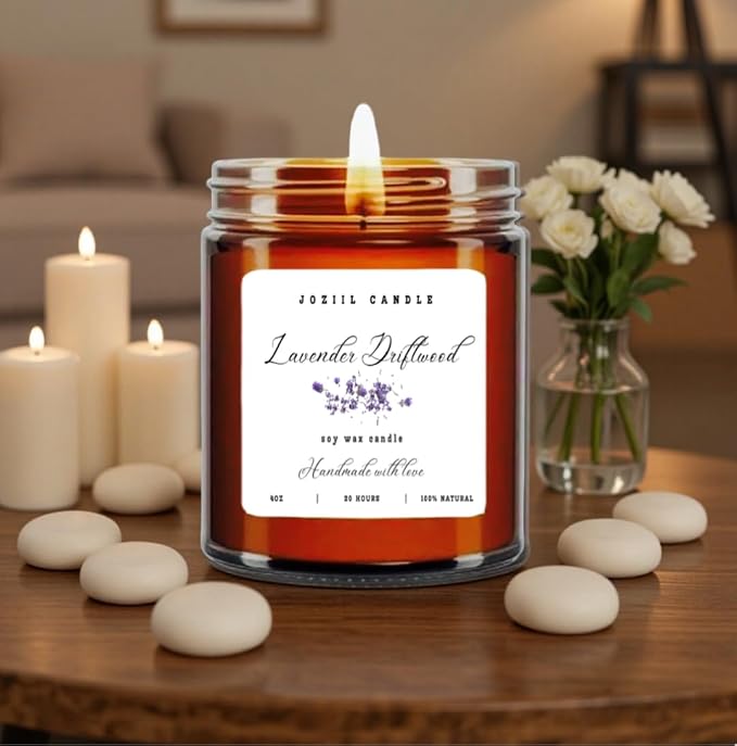 4 Pack Candles for Home Scented Aromatherapy Candle Gift Set for Women Soy Wax Long Lasting Amber Jar Candles Gift for Birthday Mother's Thanksgiving Day Present and Christmas Handmade in USA