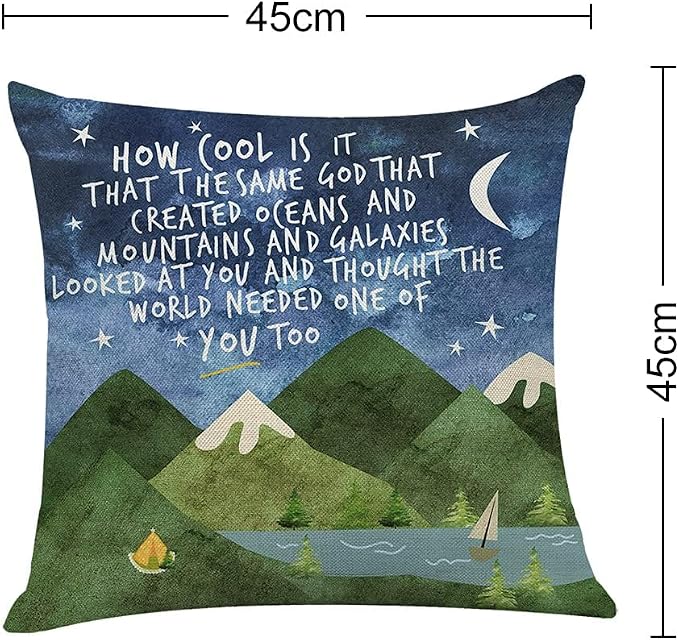 Littlefa Mountains Throw Pillow Cover-The Same God Creation,Inspiring Gifts | Christian Inspirational Throw Pillow Cover 18x18 In, Mountains Nature Decorative Pillow Cover Pillowcase for Kids Adults