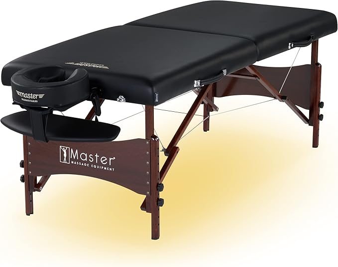 Master Massage Newport 30" Professional Portable Massage Table Package in Black with Ambient Lighting System