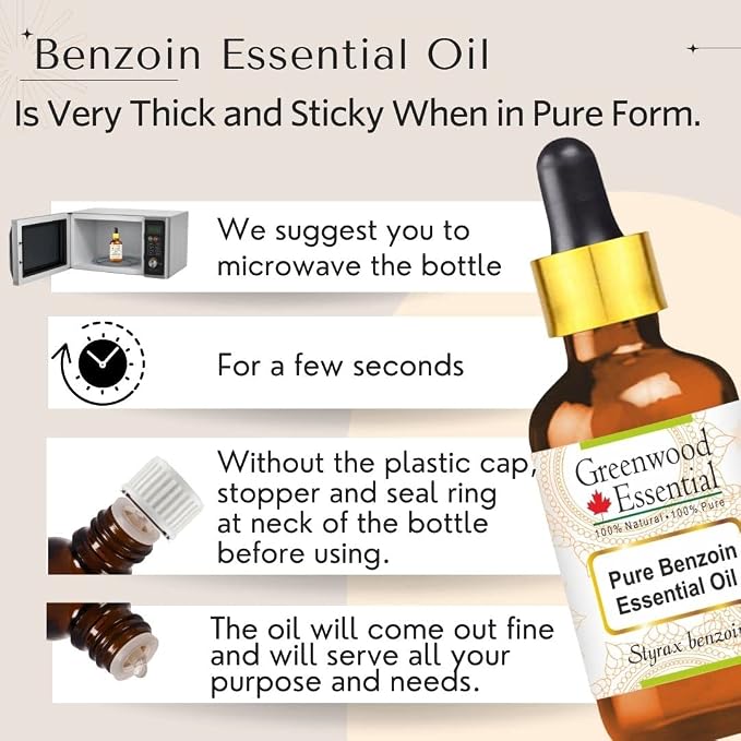 Greenwood Essential Benzoin Essential Oil (Styrax Benzoin) Pure | Viscous Texture | Rich Aroma | Unisex | All Skin Types |Natural Extract Steam Distilled 100ml X 2 (6.76 oz)