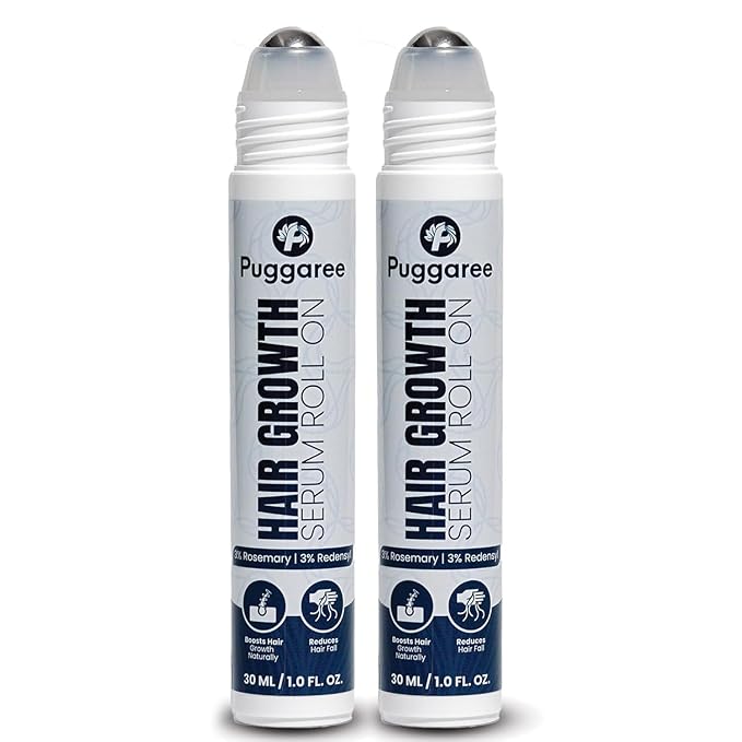 Rosemary Hair Growth Serum Roll-On 2-Pack – 3% Rosemary, 3% Redensyl, DHT-Blocking Scalp Serum for Thicker, Fuller Hair – For Women & Men (30 ml x 2)