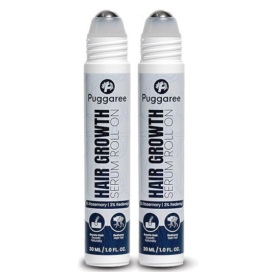 Rosemary Hair Growth Serum Roll-On 2-Pack – 3% Rosemary, 3% Redensyl, DHT-Blocking Scalp Serum for Thicker, Fuller Hair – For Women & Men (30 ml x 2)