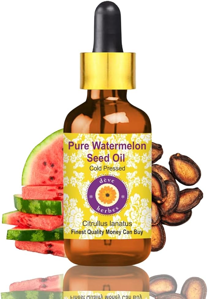 dève herbes Pure Watermelon Seed Oil (Citrullus lanatus) with Glass Dropper Cold Pressed 100ml (3.38 oz)