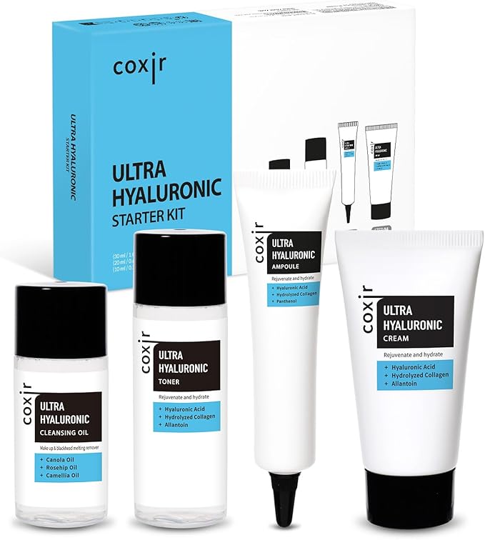[Trial KIT] coxir Ultra HYALURONIC/Cleansing Oil+Toner+ampoule+Cream Holiday Miniature/Christmas mini Gift [2.68 fl.oz (Pack of 1)] / Korean Skin Care