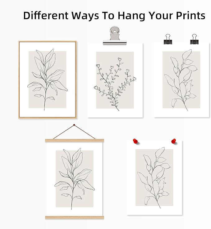 Neutral Botanical Prints Wall Art Decor Plant Minimalist Canvas Pictures Vintage Beige Wall Art Modern Farmhouse Line Poster Boho Abstract Painting Artwork for Bedroom 12x16 Inch Unframed Set of 3