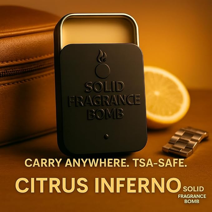 – Premium All-Natural Solid Cologne for Men & Women | Long-Lasting, TSA-Safe, Alcohol-Free, Halal, Handmade Travel Fragrance Balm (Citrus Inferno)