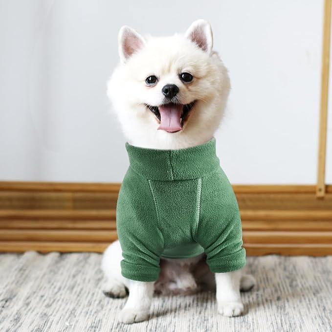 Idepet Fleece Sweater 2 Pack,Turtleneck Sweatshirt Pet Clothing | Winter Dog Clothes,Stretchy,Small Coat,Cat Apparel,with Leash Ring,for Small Medium Dogs Cats,with Pocket