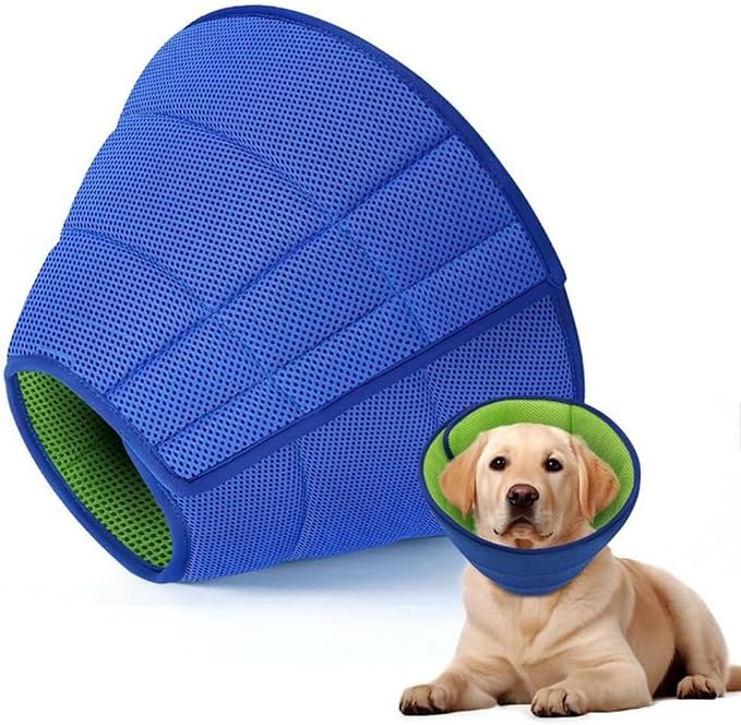 Soft Dog Cone Collar – Comfortable Cone for Dogs to Stop Licking After Surgery, Elizabethan Collar for Large Dogs, Adjustable Dog Donut Collar for Inflatable & Comfy Recovery (S)