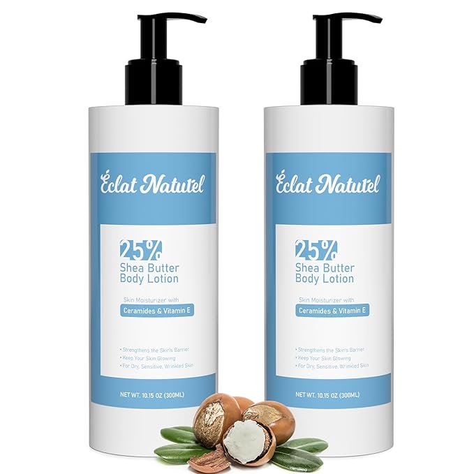 Body Lotion with 25% Shea Butter, Vitamin E & Ceramide, Deep Moisturizing Hydrating Body Lotion for Dry Skin, 10.15 Fl Oz (Pack of 2)