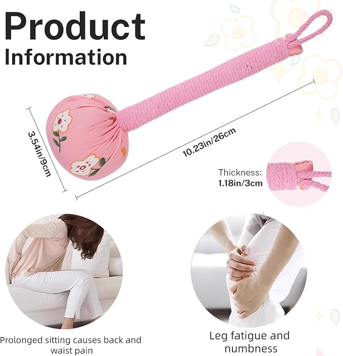 2PCS Manual Massage Hammer, Mugwort Massage Hammer, Handheld Body Percussion Tool for Back Neck Shoulder Leg Muscle Relief 26cm-Purple,Pink