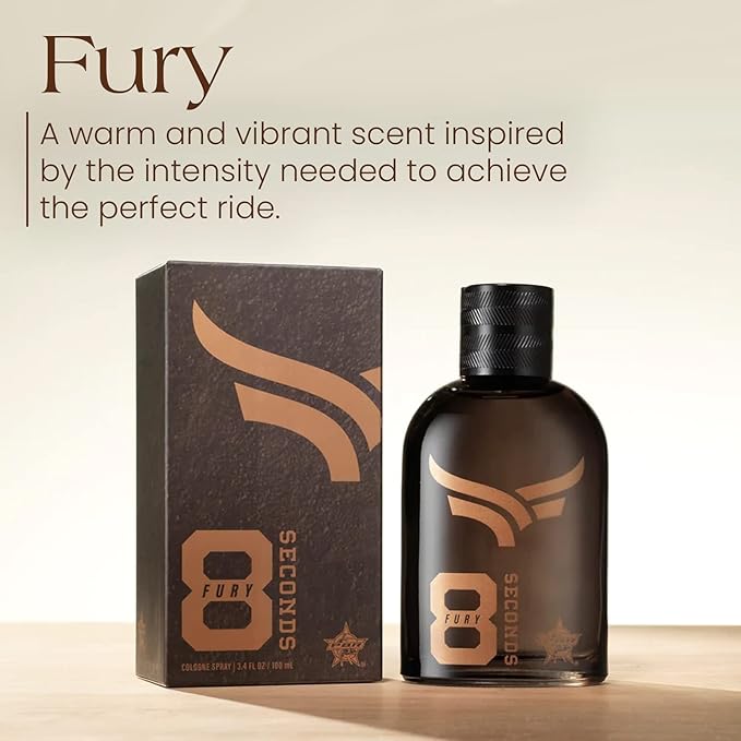 Tru Western PBR 8 Seconds Fury Men’s Cologne Spray for Men, Brazilian Pepper, Green Apple, Lavender, Amber & Birch Notes, 3.4 fl oz (100 ml)