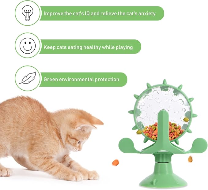 iplusmile Cat Puppy Feeding Toy Slow Food Dispenser with Rotating Windmill Puzzle Feeder Interactive Pet Slow Feeder 6.41X5.43X2.91 Inch
