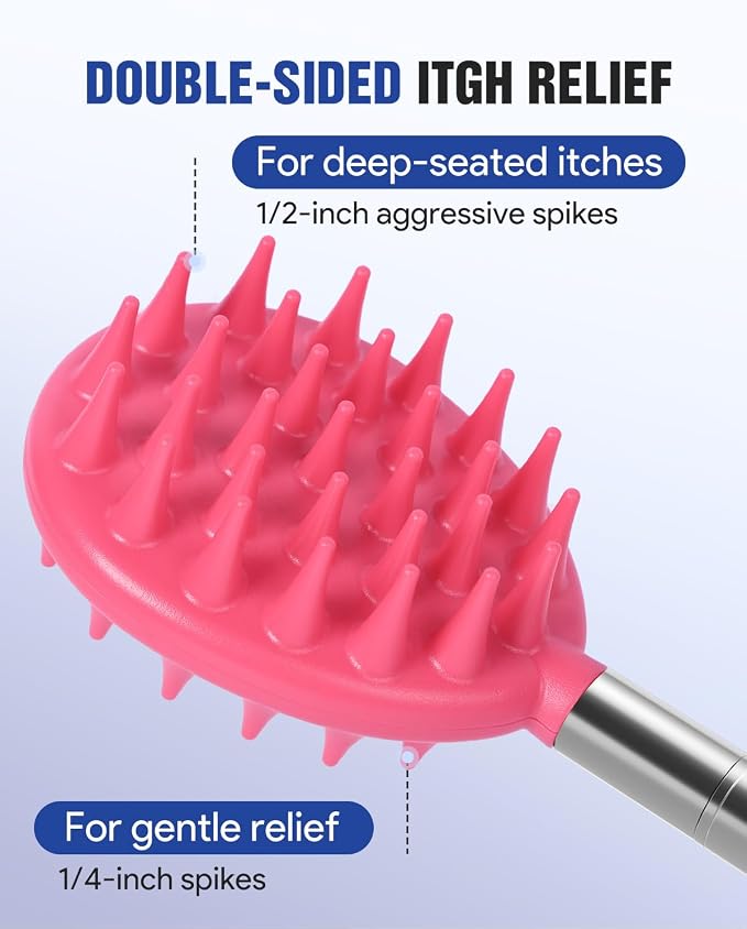 Gelibo Telescoping Back Scratcher with 5Pcs Detachable Heads, Extendable Back Massager Tool, Fathers Day Dad Gifts from Wife Daughter Son, Mens Gifts, Husband, with Beautiful Box - Pink