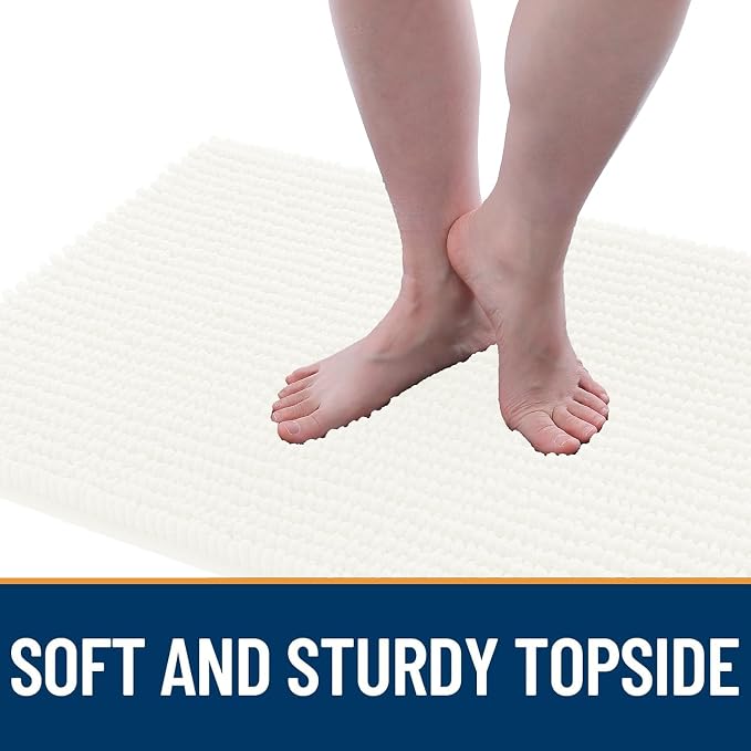 OLANLY Dog Door Mat for Muddy Paws 70x46, Extra Absorbent Chenille Mud Mat | Ivory, Absorbs Moisture and Dirt, Non-Slip Machine Washable Doormat, Quick-Drying Indoor Entryway Floor Mat for Dogs