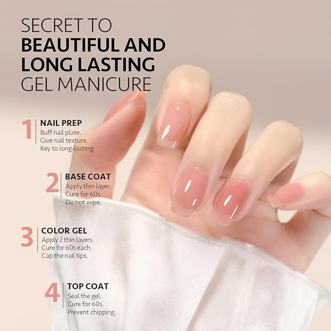 GAOY Jelly Nude Gel Nail Polish, 16ml Sheer Pink Translucent Gel Polish, UV Light Cure for Nail Art DIY, 1719 Blush Pink
